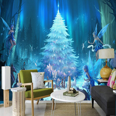 

Custom 3D Stereo Cartoon Fluorescent Tree Photo Mural Wallpaper Kid's Room Personality Abstract Anime Wall Paper Papel De Parede