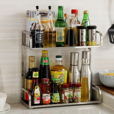 

Ou Runzhe 304 stainless steel kitchen racks square tube seasoning bottles seasoning frame kitchen supplies 2 layers