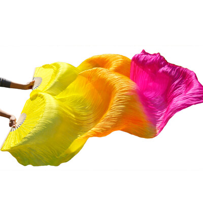 

2017 Stage Performance 100 Silk Belly Dance Fans Gradient Colour Dance Accessories Belly Dancing Silk Fans Yellow OrangeRose
