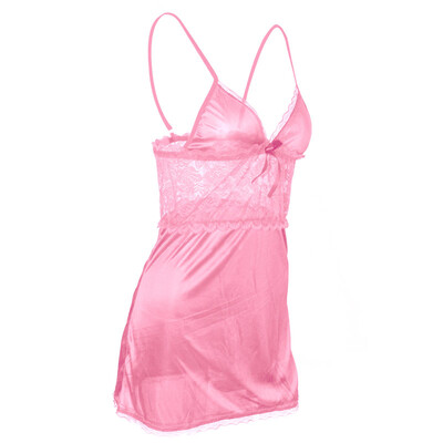 

Women Sexy Lingerie Satin Lace Robe Sleepwear Nightdress G-string Pajamas Nighty