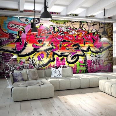 

Custom Photo Wallpaper Fashion Personality Graffiti Letters Wallpaper Bar KTV Dance Studio Bedroom Backdrop Wall Mural Wallpaper