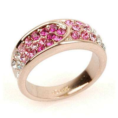 

Yoursfs® 18K Rose Gold Plated Crystal Belt Rings Use Pink Austrian Crystal Fashion Jewelry
