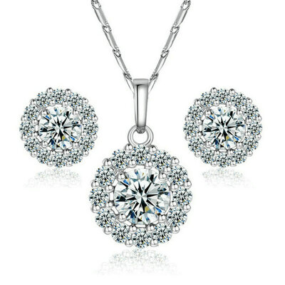 

Yoursfs® 18K White Gold Plated 1CT Классическое симулированное ювелирное ожерелье с бриллиантами и серьгами Использование австрийских хрустальных свадебных нарядов