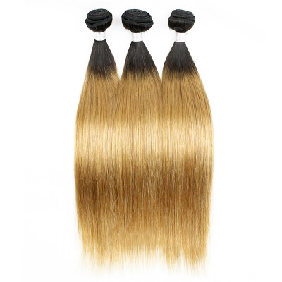 

virgin hair extension 2 tone color ombre hair extension 3pieces lot 1B 27 Brazilian human hair saw in wave