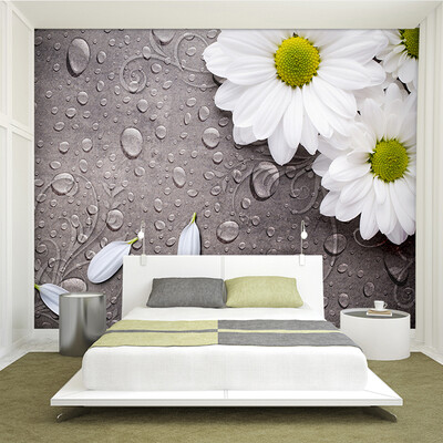 

Custom 3D Photo Wallpaper Bedroom For Walls White Water Droplets Flower Background Decorative Wall Murals Wallpaper Living Room