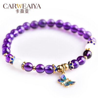 

Carweaiya amethyst браслет с одним кольцом браслет Cloisonne Butterfly Pendant Китайский стиль традиционный ручной работы