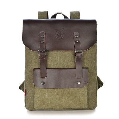 

2016 hot Selling Fashion Men casual canvas backpack middle school Leather bag travel bag large capacity backpacks