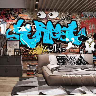 

3D photo wallpaper Large mural bar corridor background wallpaper Cafe street art graffiti 3D bedroom wallpaper mural