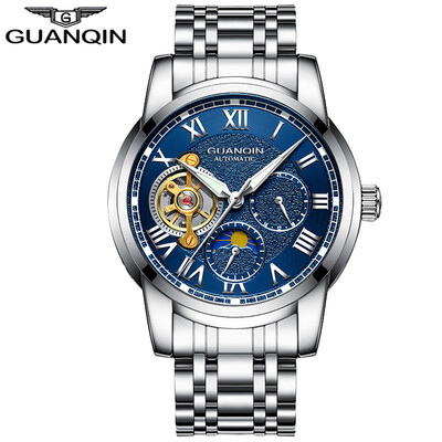 

GUANQIN Мужские часы топ брендов бизнес-часы Tourbillon автоматические механические часы случайный кожаный ремешок