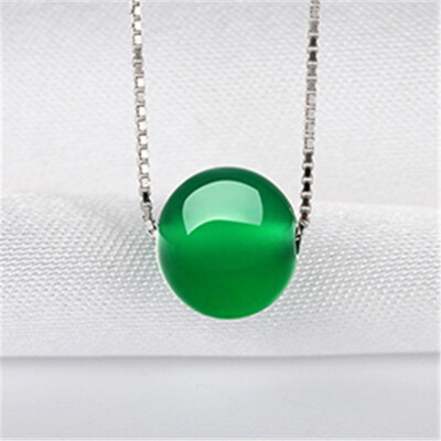 

Women Female Fashion Red Agate Transport Beads Pendant Green Agate Lock Chain Chain Red Jade Beads Necklace 925 Silver Jewelry