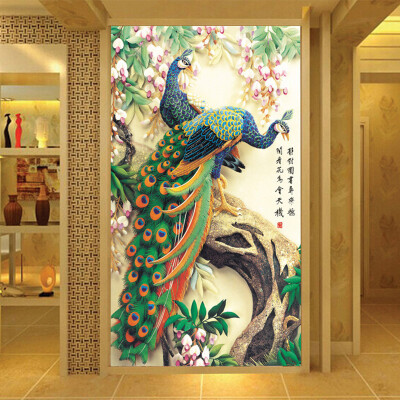 

Chinese Wallpaper Classic Peacock Photo Mural Living Room Hotel Entrance Hall European Style Decor Wall Paper Papel De Parede 3D