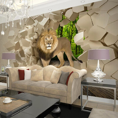 

Пользовательские обои для фото 3D Stereoscopic Lion Broken Wall Mural Paintings Обои для гостиной Спальня Стены Papel De Parede
