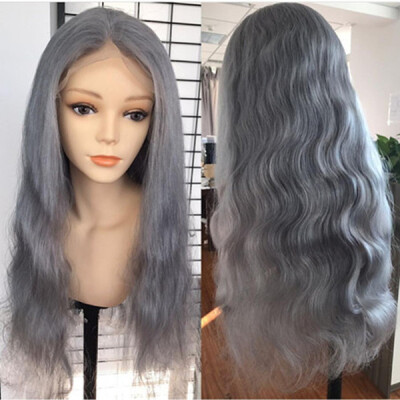 

Fast shiping grey color Brazilian Human Lace Front Wig body wave Grey Lace Front Wig Two Tone Gray Human Hair Full Lace Wig