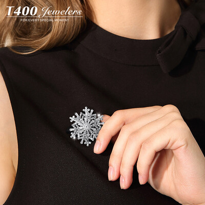 

T400 корейской версии двойной снежинки броши женские корейский темперамент простой роскошь большой пряжка воротник свитер пальто дикие идеи поворота белых аксессуары пальто