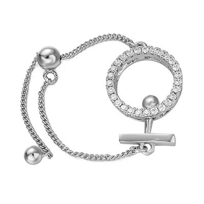 

Yoursfs® Adjustable Rings Double Side For Women White Gold Plated Chain Ring