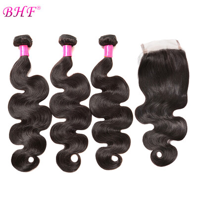 

Brazilian Hair Weave 3 Bundles 8A Brazilian Body Wave virgin Hair Human Hair Extensions With 4x4 Closure Swiss lace baby hair