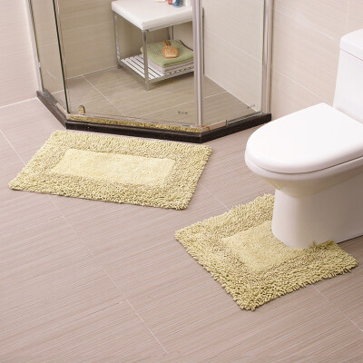 

Jingdong supermarket Ou Runzhe carpet India imported cotton bathroom toilet shower room door mat 2 sets of green