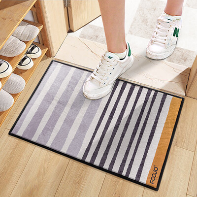 

FOOJO coral velvet printing mat non-slip door mat bathroom kitchen mat 40 60cm modern stripes