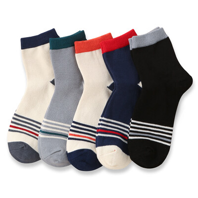 

Nanjiren 5 double striped tube socks mens vintage cotton mens socks