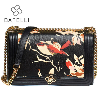 

BAFELLI new arrival genuine leather shoulder bag chinese style cow leather crossbody bag hot sale floral printing hasp women bag