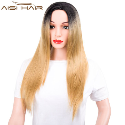 

AISI HAIR Blonde Ombre Wig Long Straight Hair Synthetic for Women Cosplay Blonde Hair