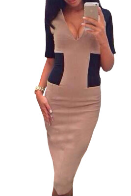 

Lovaru ™2015 new fashion hot sale winter dresses pencil dress half of sleeve color stitching work office