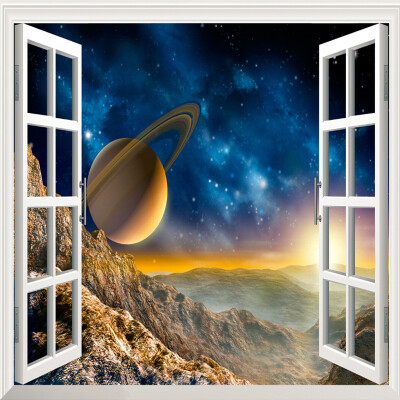 

Custom Photo Wallpaper 3D Stereo Outside Window Scenery Planet Mural Living Room Sofa TV Backdrop Wallpaper For Bedroom Walls 3D