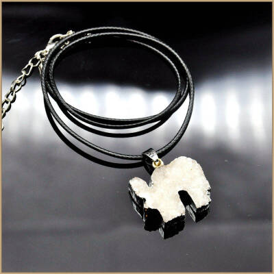 

1PCS Natural Crystal Cluster Necklace Elephant Pendant Precious Sapphire Superstar European Style Necklace 925 Silver Gemstone