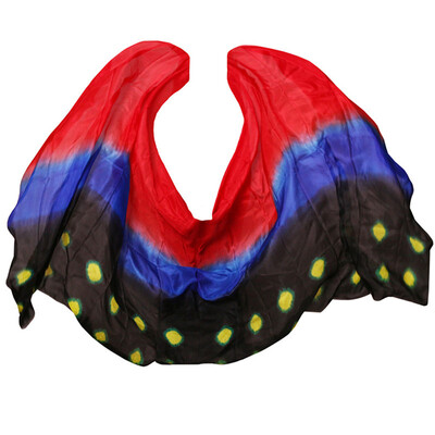 

2017 high quality dance veils handmade natural silk belly dance veil red+royal blue+black+yellow spot 250/270*114 cm Dance Props
