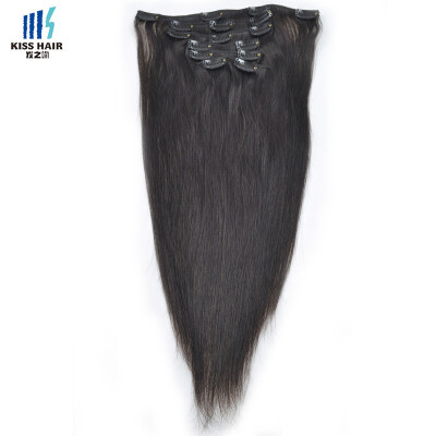 

kiss hair cheap clip in hair extension color 1B virgin Brazilian human hair weaving high quality clip in hair