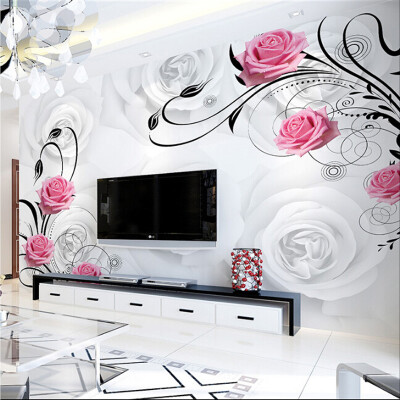 

Custom Photo Wallpaper Large 3D Living Room Bedroom Sofa TV Background Wallpaper Mural Rose Flowers 3D Wall Mural Wallpaper