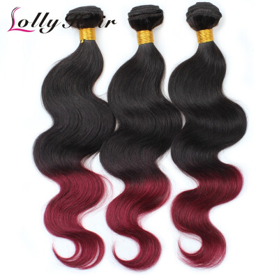 

Ombre Fashion Peruvian Body Wave Hair Extension 3pcs Good Quality T1B/99j Hair Weaving Bundles Peruvian Ombre Virgin Human Hair