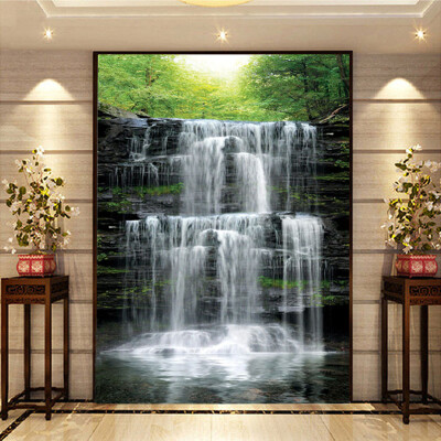 

Custom Mural Wallpaper Landscape Natural Waterfalls Wall Mural Straw Non-woven Wall Paper Living Room Entrance Wall Room Decor