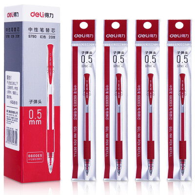 

Deli deli 05mm gel pen refill 6600ES refill red bullet 20 box S790