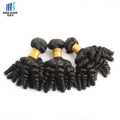 

kisshair 7A grade virgin Indian human hair bouncy curly Indian temple hair weft 3 pieces lot hair bundles