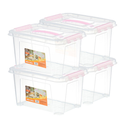 

JEKO&JEKO plastic tabletop small transparent storage box 5L 4 Pack toy storage box snack storage box portable storage box SWB-5276