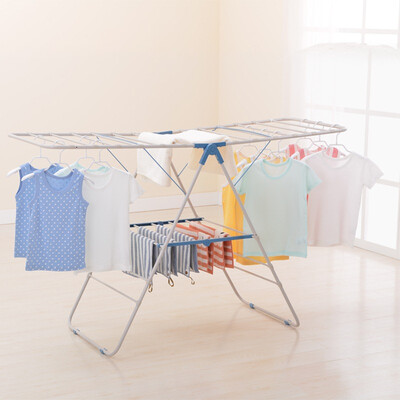 

Increasingly new drying rack floor folding balcony wing drying rack free installation multi-purpose baby diaper drying rack blue RYX-02-002B