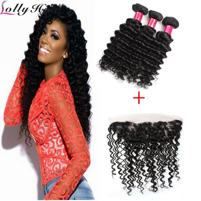 

Peruvian Deep Wave Virgin Hair Weaving With 13"*4" Ear To Ear Fashion Lace Frontal Closure Cheap Frontal Closure With Baby Hair