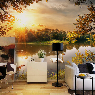 

Photo Wallpaper Beautiful Sunset Lake Nature Landscape Mural Dining Room Cafe Living Room Cozy Decor Wallpapers Papel De Parede