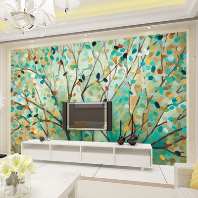 

Custom Mural Wallpaper Vintage Abstract Tree Oil Painting Floral Wallpaper Non-woven Living Room Bedroom Background Wall Paper
