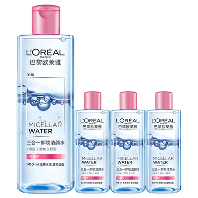 

LOREAL Triple Cleansing Facial Cleansing Magic Water Set (Double 400ml + 95mlx3 (Random Hair))