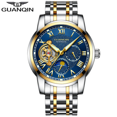 

GUANQIN Mens Top Brand Business Waterproof Watch Tourbillon Automatic Mechanical Watch Mens Casual Leather Strap