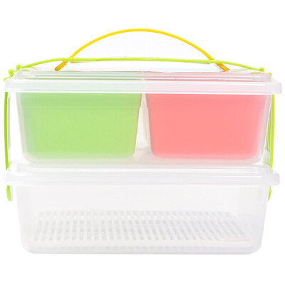 

Jingdong supermarket] INOMATA outdoor series of imported plastic double-layer lunch lunch color