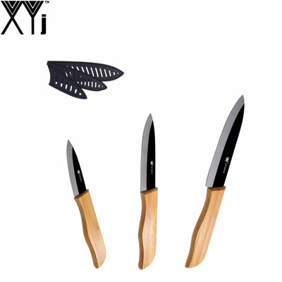 

Bamboo Handle Kitchen Knives 3, 4, 5 Inch Paring Utility Slicing High Grade Ceramic Knife 3 Pcs Set XYJ Brand Best Cooking Tools