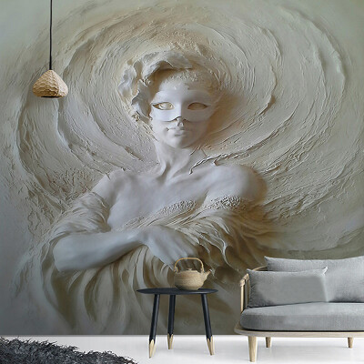 

Европейский стиль 3D Стерео Рельефная маска Красота Статуя Mural Обои Гостиная Спальня Вход в отель Фон Стены Картины