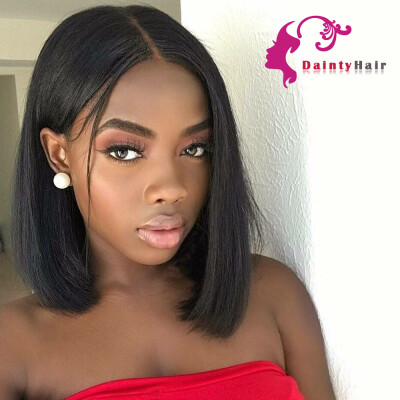 

8A Short Bob Style 360 Lace Frontal Wigs Straight Human Hair Peruvian Virgin Hair Pre Plucked Natural Hairline Free Shipping