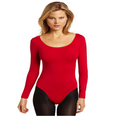 

2018 New Five Colors Women Bodysuit Costumes Scoop NeckLong Sleeves Halffull Bodysuit Spandex Dance Unitard Zentai Suit W