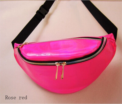 

Womens Fanny Pack PU Laser Purse Waist Chest Bag Girls Hip Bag Punk Party Bag