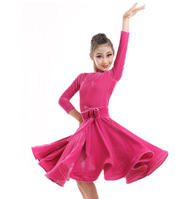 

Children Kids Long Gymnastics Latin Dancewear Competition Dancing Clothing Dance Costume Child Latin Dance Dress For Girls