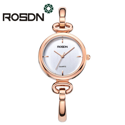 

ROSDN Brand Imitation Gold Plated Circles Strap Stainless Steel Back Shinning Women Bracelet Watches Fashion Wrist Watch